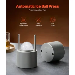VEVOR Ice Ball Press, 2.1" Ice Ball Maker, Aviation Aluminum Ice Ball Press Kit for 53mm Ice Sphere, Ice Press with Tong and Drip Tray, for Whiskey, Cocktail, Bourbon, Scot on Party & Holiday