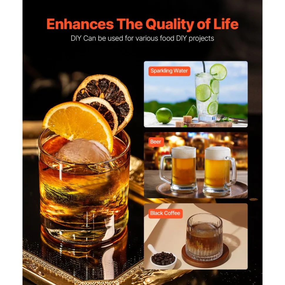 VEVOR Ice Ball Press, 2.1" Ice Ball Maker, Aviation Aluminum Ice Ball Press Kit for 53mm Ice Sphere, Ice Press with Tong and Drip Tray, for Whiskey, Cocktail, Bourbon, Scot on Party & Holiday