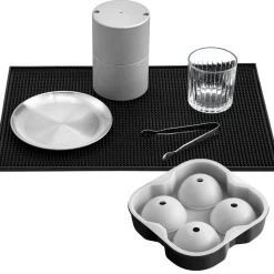 VEVOR Ice Ball Press Kit, Anodized 7075 Aluminum, with Silicone Moulds, Large Mat, Stainless Steel Tong & Two Glasses, Double Size Crystal Clear Rounds for Whiskeys, Cocktails on Parties & Holidays