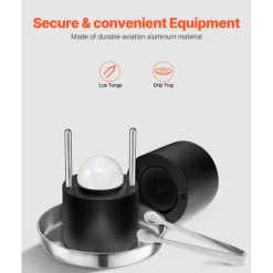 VEVOR Ice Ball Press Kit, Aviation Aluminum Ice Press with Ice Block Mold, Large Mat, Tong, Drip Tray, One Glass, Round Ice Ball Maker 2.4