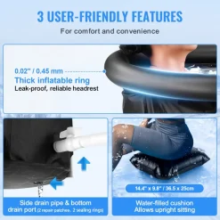 VEVOR Ice Bath Tub, Cold Water Therapy Plunge Tub for Athletes, Portable Outdoor Ice Barrel Plunge Pool for Recovery, 90 Gal Inflatable Folding Bathtub with Cover, Home Ice Pod for Adult, 32