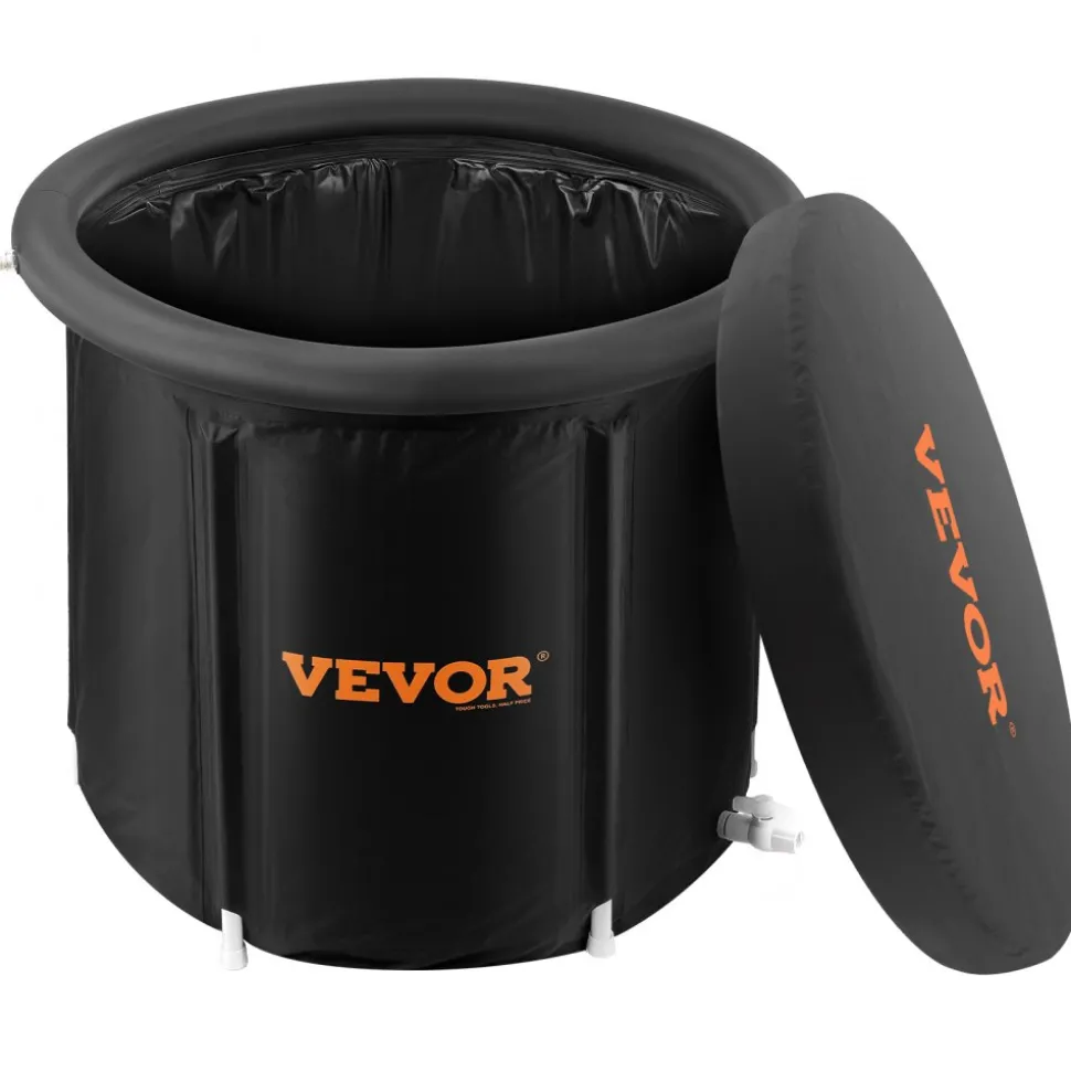 VEVOR Ice Bath Tub, Cold Water Therapy Plunge Tub for Athletes, Portable Outdoor Ice Barrel Plunge Pool for Recovery, 105 Gal Inflatable Folding Bathtub with Cover, Home Ice Pod for Adult, 34"Lx30"H