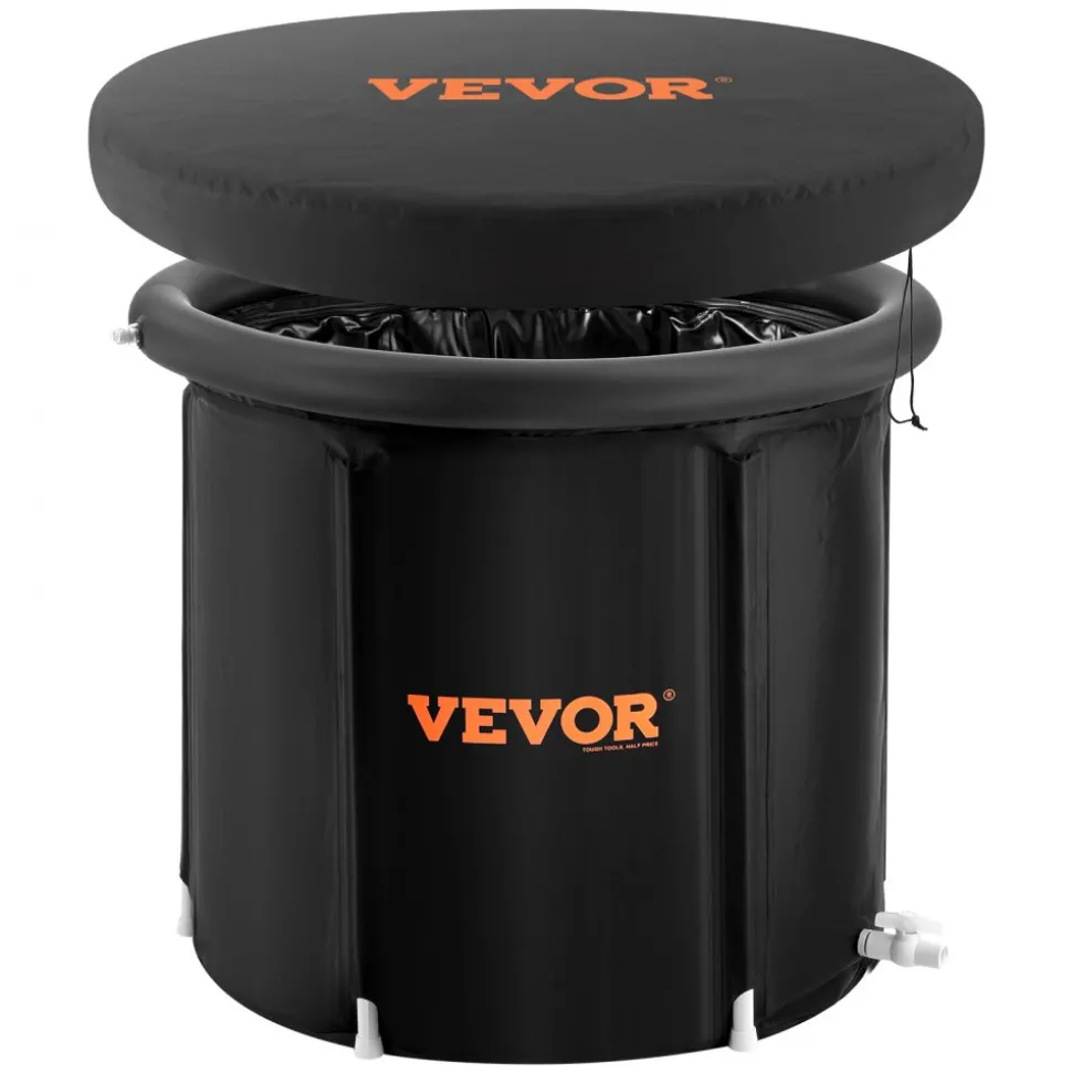 VEVOR Ice Bath Tub, Cold Water Therapy Plunge Tub for Athletes, Portable Outdoor Ice Barrel Plunge Pool for Recovery, 105 Gal Inflatable Folding Bathtub with Cover, Home Ice Pod for Adult, 34"Lx30"H