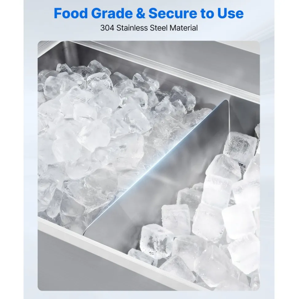 VEVOR Ice Bin Partition, 15.2 x 5.55 Inch, Stainless Steel Divider for 19 Inch Bar Ice Bins, Stable Bottom Support & Easy to Clean, Food Grade 304 Stainless Steel for Kitchen, Bar, Restaurant, Pub