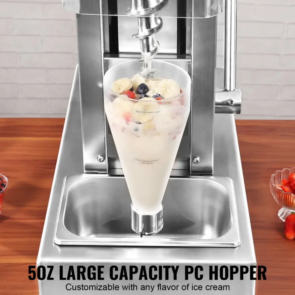 VEVOR Ice Cream Blender, 750W High-Speed Ice Cream Maker Mixer Stir Machine 1740RPM, 304 Stainless Steel Ice Cream Shaker, Long Handle + PC Protective Shield, Customizable with any Flavor of Ice Cream