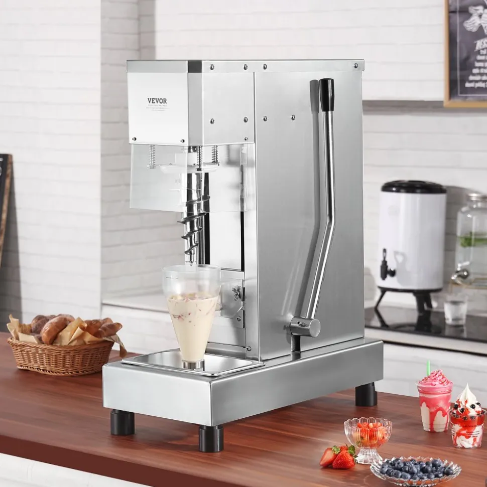 VEVOR Ice Cream Blender, 750W High-Speed Ice Cream Maker Mixer Stir Machine 1740RPM, 304 Stainless Steel Ice Cream Shaker, Long Handle + PC Protective Shield, Customizable with any Flavor of Ice Cream