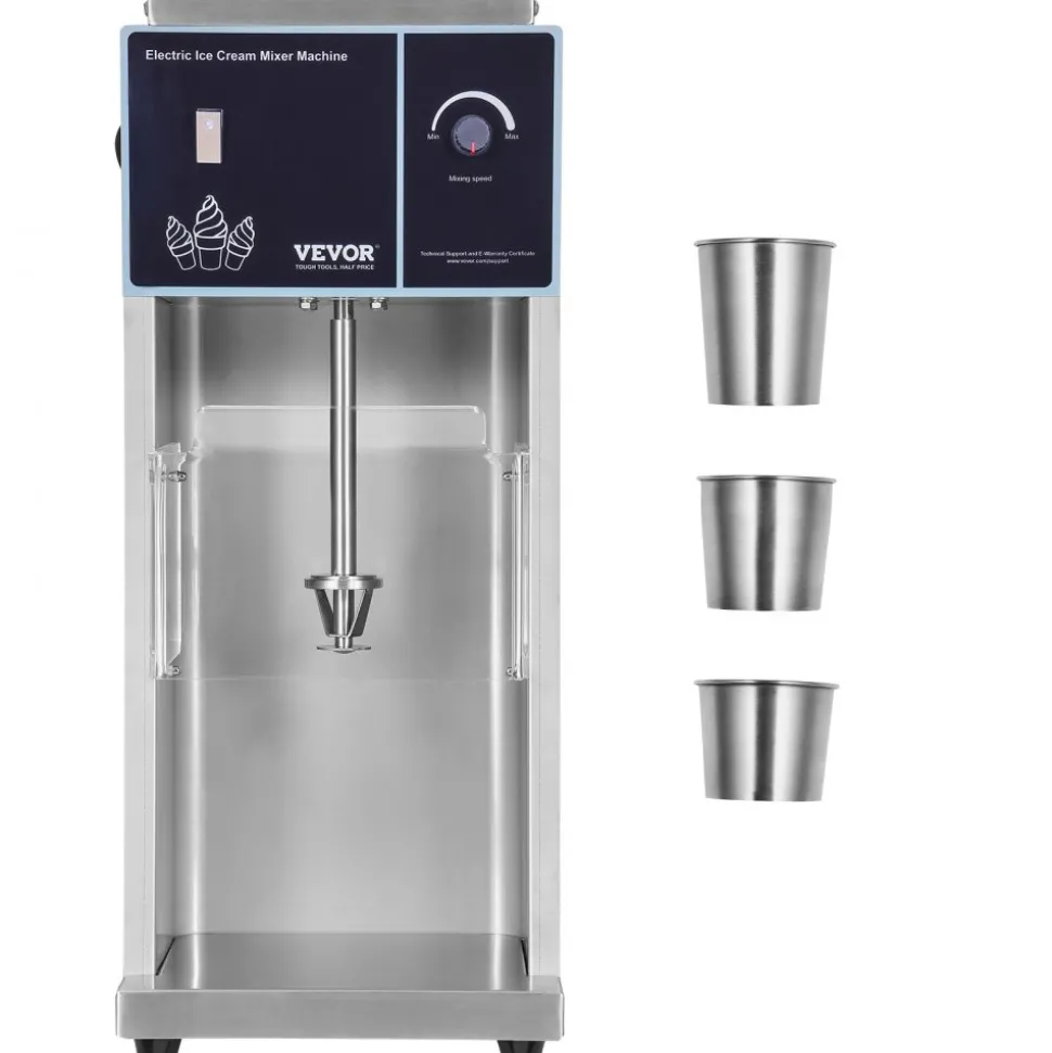 VEVOR Ice Cream Blender, 400W High-Speed Ice Cream Maker Mixer Stir Machine 4200RPM, Stepless Speed Adjustment, 304 Stainless Steel Ice Cream Shaker, 3 Hand Cups, Make Various Flavors of Ice Cream