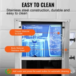 VEVOR Ice Cream Maker for Commercial Use, Produces 18 Liters per Hour, 1780W, Offers Single Flavor, Equipped with Wheels, 6L Stainless Cylinder, LED Display, Automatic Cleaning & Pre-cooling Functi