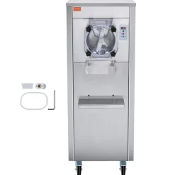 VEVOR Ice Cream Maker for Commercial Use, Produces 18 Liters per Hour, 1780W, Offers Single Flavor, Equipped with Wheels, 6L Stainless Cylinder, LED Display, Automatic Cleaning & Pre-cooling Functi