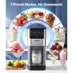 VEVOR Ice Cream Maker, 7-in-1 Frozen Treat Maker for Gelato, Sorbet, Milkshake, Frozen Yogurt & Lite Ice Cream, Homemade Ice-Cream Machine with One-Touch Mix-in + Respin for Smooth, Creamy Texture