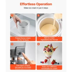 VEVOR Ice Cream Maker, 1.8 Qt. Capacity, 6-Speed Electric Stand Mixer, with LED Digital Display & Timer, Mixing Paddle, Dough Hook, Splash Guard, for Homemade Frozen Yogurt Fruit Sorbet Gelato, Grey