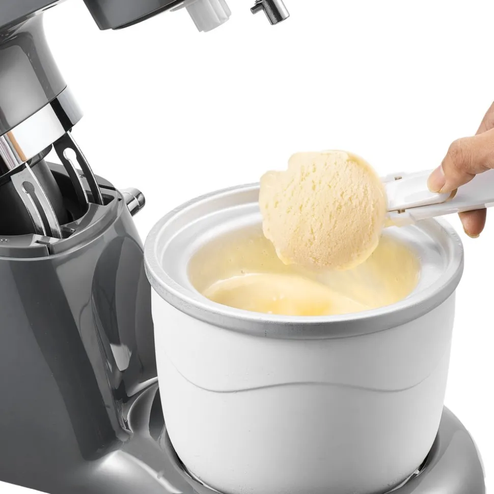 VEVOR Ice Cream Maker, 1.8 Qt. Capacity, 6-Speed Electric Stand Mixer, with LED Digital Display & Timer, Mixing Paddle, Dough Hook, Splash Guard, for Homemade Frozen Yogurt Fruit Sorbet Gelato, Grey