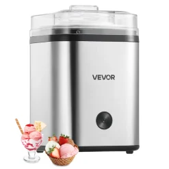 VEVOR Ice Cream Maker, 2.11 Qt. Large Capacity, Electric Automatic Ice-Cream Machine, with Easy Operation & Cleaning, Stainless Steel Shell, for Homemade Frozen Yogurt, Fruit Sorbet, Gelato, Silver