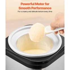 VEVOR Ice Cream Maker, 2.11 Qt. Large Capacity, Electric Automatic Ice-Cream Machine, with Easy Operation & Cleaning, Stainless Steel Shell, for Homemade Frozen Yogurt, Fruit Sorbet, Gelato, Silver