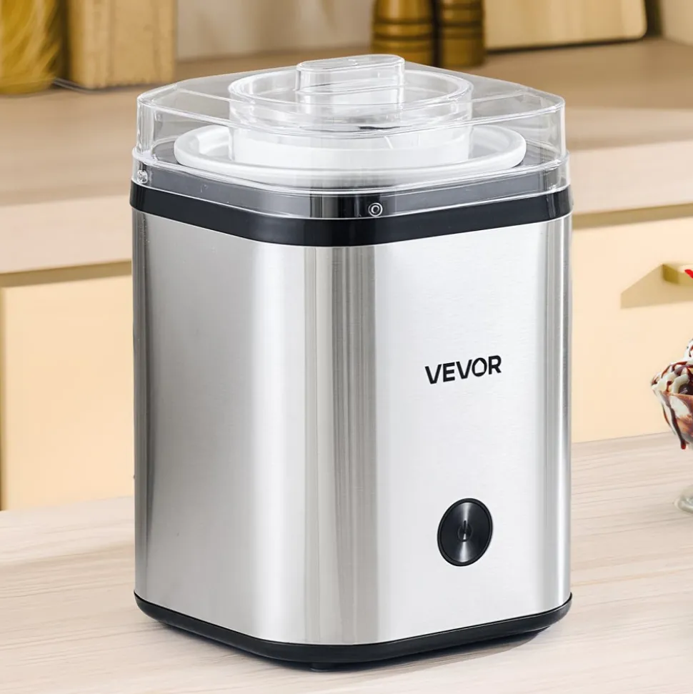 VEVOR Ice Cream Maker, 2.11 Qt. Large Capacity, Electric Automatic Ice-Cream Machine, with Easy Operation & Cleaning, Stainless Steel Shell, for Homemade Frozen Yogurt, Fruit Sorbet, Gelato, Silver