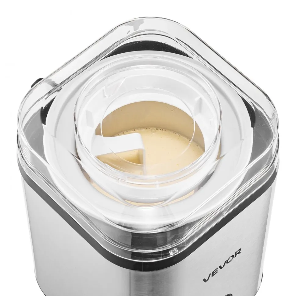 VEVOR Ice Cream Maker, 2.11 Qt. Large Capacity, Electric Automatic Ice-Cream Machine, with Easy Operation & Cleaning, Stainless Steel Shell, for Homemade Frozen Yogurt, Fruit Sorbet, Gelato, Silver