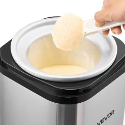 VEVOR Ice Cream Maker, 2.11 Qt. Large Capacity, Electric Automatic Ice-Cream Machine, with Easy Operation & Cleaning, Stainless Steel Shell, for Homemade Frozen Yogurt, Fruit Sorbet, Gelato, Silver
