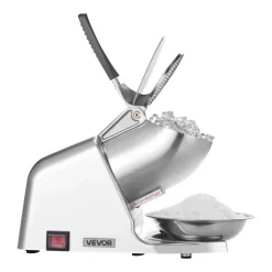 VEVOR Ice Crusher Machine, 143lbs Per Hour Electric 2 Blades Snow Cone Maker, Stainless Steel Shaved Ice Machine with Bowl and Cover, 300W 2000RPM Ice-Shaver for Home and Commercial Use, Silver