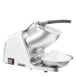 VEVOR Ice Crusher Machine, 143lbs Per Hour Electric 2 Blades Snow Cone Maker, Stainless Steel Shaved Ice Machine with Bowl and Cover, 300W 2000RPM Ice-Shaver for Home and Commercial Use, Silver