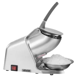VEVOR Ice Crusher Machine, 286lbs Per Hour Electric 4 Blades Snow Cone Maker, Stainless Steel Shaved Ice Machine with Bowl and Cover, 300W 2000RPM Ice-Shaver for Home and Commercial Use, Silver