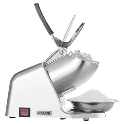 VEVOR Ice Crusher Machine, 286lbs Per Hour Electric 4 Blades Snow Cone Maker, Stainless Steel Shaved Ice Machine with Bowl and Cover, 300W 2000RPM Ice-Shaver for Home and Commercial Use, Silver