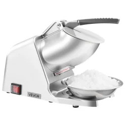 VEVOR Ice Crusher Machine, 286lbs Per Hour Electric 4 Blades Snow Cone Maker, Stainless Steel Shaved Ice Machine with Bowl and Cover, 300W 2000RPM Ice-Shaver for Home and Commercial Use, Silver