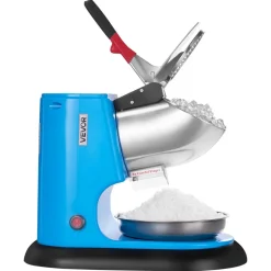 VEVOR Ice Crusher Machine, 220lbs Per Hour Electric 4 Blades Snow Cone Maker, Stainless Steel Shaved Ice Machine with Bowl and Cover, 300W 1400RPM Ice-Shaver for Home and Commercial Use, Blue