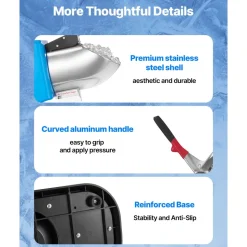 VEVOR Ice Crusher Machine, 220lbs Per Hour Electric 4 Blades Snow Cone Maker, Stainless Steel Shaved Ice Machine with Bowl and Cover, 300W 1400RPM Ice-Shaver for Home and Commercial Use, Blue