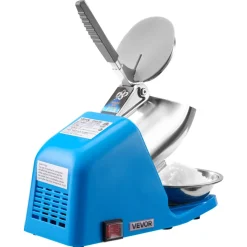 VEVOR Ice Crusher Machine, 286lbs Per Hour Electric 4 Blades Snow Cone Maker, Stainless Steel Shaved Ice Machine with Bowl and Cover, 300W 2000RPM Ice-Shaver for Home and Commercial Use, Blue