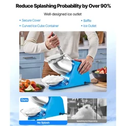VEVOR Ice Crusher Machine, 286lbs Per Hour Electric 4 Blades Snow Cone Maker, Stainless Steel Shaved Ice Machine with Bowl and Cover, 300W 2000RPM Ice-Shaver for Home and Commercial Use, Blue