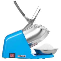 VEVOR Ice Crusher Machine, 286lbs Per Hour Electric 4 Blades Snow Cone Maker, Stainless Steel Shaved Ice Machine with Bowl and Cover, 300W 2000RPM Ice-Shaver for Home and Commercial Use, Blue