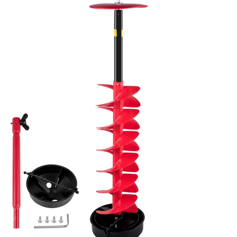 VEVOR Ice Drill Auger, 6" Diameter Nylon Ice Auger, 39" Length Ice Auger Bit,Auger Drill with 11.8" Extension Rod,Auger Bit with Drill Adapter,Top Plate & Blade Guard for Ice Fishing Ice Burrowing