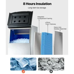 VEVOR Ice Storage Bin, 250LBS Capacity Ice-Bin, Stainless Steel Ice Storage Bins with Filter and Adjustable Anti-slip Rubber Feet, Suitable for Restaurant Hotel and Beverage Shops