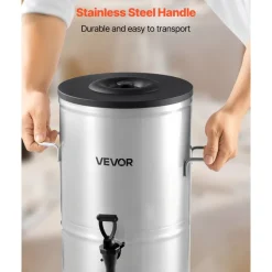 VEVOR Ice Tea Dispenser, 4 Gal/15L 304 Stainless Steel Beverage Dispenser with Spigot & Handle, Suitable for Hot and Cold Drinks, for Iced Tea Coffee Water in Cafes & Restaurants