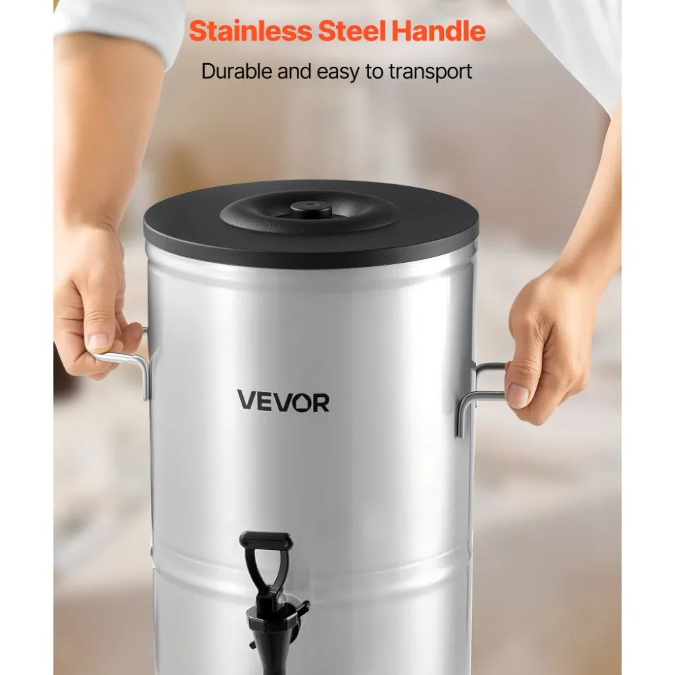 VEVOR Ice Tea Dispenser, 4 Gal/15L 304 Stainless Steel Beverage Dispenser with Spigot & Handle, Suitable for Hot and Cold Drinks, for Iced Tea Coffee Water in Cafes & Restaurants