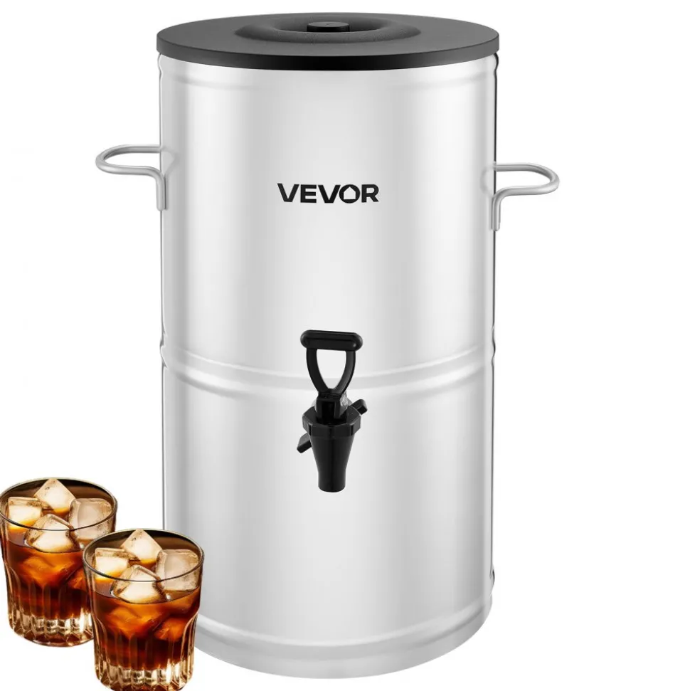 VEVOR Ice Tea Dispenser, 4 Gal/15L 304 Stainless Steel Beverage Dispenser with Spigot & Handle, Suitable for Hot and Cold Drinks, for Iced Tea Coffee Water in Cafes & Restaurants