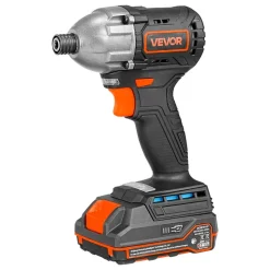 VEVOR Impact Driver, 1/4 Inch, 2800 RPM Max Speed, 20 V Brushless Motor, Electric Cordless Impact Driver Kit with Battery and Charger, 20 Bits, LED Work Light, for Furniture, Electrical, Home Repairs