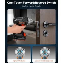 VEVOR Impact Driver, 1/4 Inch, 2800 RPM Max Speed, 20 V Powerful Motor, Electric Cordless Impact Driver Kit with Battery and Charger, 10 Bits, LED Work Light, for Furniture, Electrical, Home Repairs