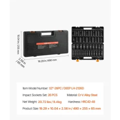 VEVOR Impact Socket Set, 1/2