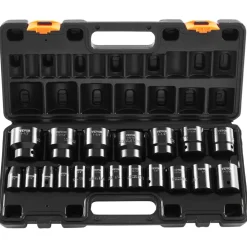 VEVOR Impact Socket Set 1/2 Inches 19 Piece Impact Sockets, Standard Socket Assortment, 1/2 Inches Drive Socket Set Impact Standard SAE (3/8 Inches to 1-1/2 Inches) 6-point Hex Sockets