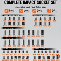 VEVOR Impact Socket Set 130 Piece 3/8