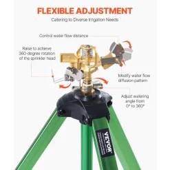 VEVOR Impact Sprinkler on Tripod Base, 2 Packs, Heavy Duty Tripod Sprinklers with Brass Head & 3/4