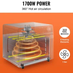 VEVOR 12-IN-1 Air Fryer Toaster Oven, 25L Convection Oven, 1700W Stainless Steel Toaster Ovens Countertop Combo with Grill, Pizza Pan, Gloves, 12 Slices Toast, 12-inch Pizza, Home and Commercial Use