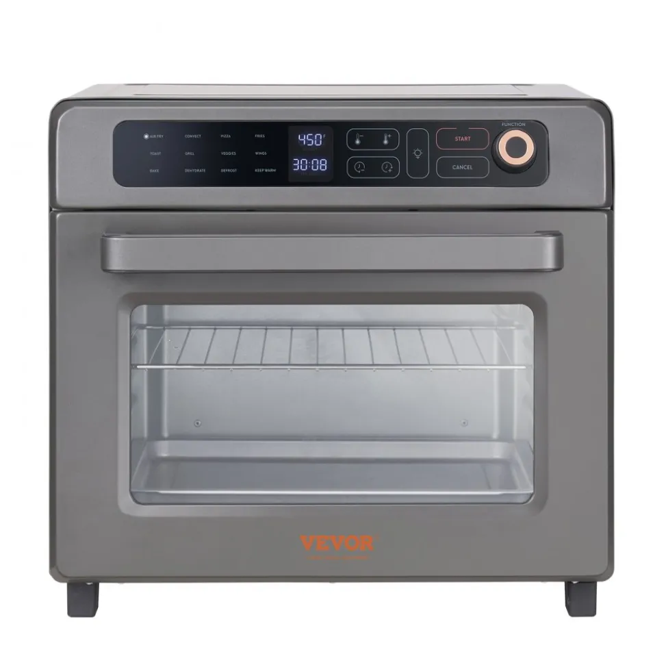 VEVOR 12-IN-1 Air Fryer Toaster Oven, 25L Convection Oven, 1700W Stainless Steel Toaster Ovens Countertop Combo with Grill, Pizza Pan, Gloves, 12 Slices Toast, 12-inch Pizza, Home and Commercial Use