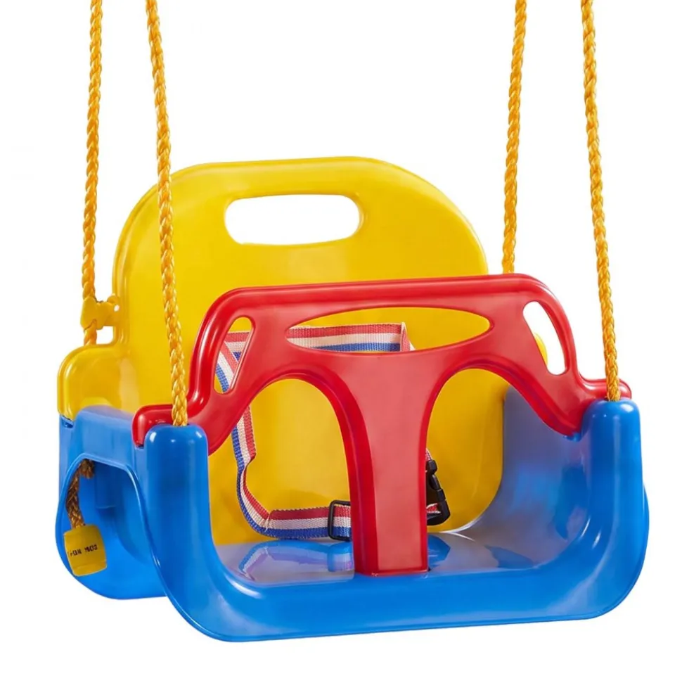 VEVOR 3-in-1 Baby Swing Seat 300 lbs Capacity Toddler Swing Red/Yellow/Blue, for Indoor & Outdoor Playground, with Adjustable Ropes and Snap Hooks, Snug & Secure Detachable Infants to Teens Kids Seat