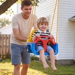 VEVOR 3-in-1 Baby Swing Seat 300 lbs Capacity Toddler Swing Red/Yellow/Blue, for Indoor & Outdoor Playground, with Adjustable Ropes and Snap Hooks, Snug & Secure Detachable Infants to Teens Kids Seat