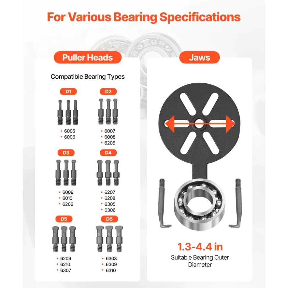 VEVOR 21-in-1 Bearing Puller Set, 21 PCS 3-Jaw Hook Puller for Internal External Bearings and Bearing Without Inner Shaft, Multifunctional Bearing Removal Tool with Heavy Duty Portable Storage Case