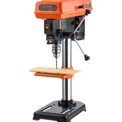 VEVOR 8 in Benchtop Drill Press, 2.5A Induction Motor, Tabletop Drilling Machine with 620 / 1140 / 1740 / 2340 / 3100 RPM Adjustable Speed, 0-45° Tilting Worktable, LED Work Light, for Wood Metal