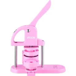 VEVOR 3-IN-1 Button Maker, 1/1.25/2.28 inch(25/32/58mm) Pin Maker, 300pcs Button Parts,Button Maker Machine with Panda Magic Book, Â Ergonomic Arc Handle Punch Press Kit, For Children DIY Gifts, Pink