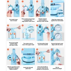 VEVOR 3-IN-1 Button Maker, 1/1.25/2.28 inch(25/32/58mm) Pin Maker, 300pcs Button Parts, Button Maker Machine with Panda Magic Book, Ergonomic Arc Handle Punch Press Kit, For Children DIY Gifts, Blue
